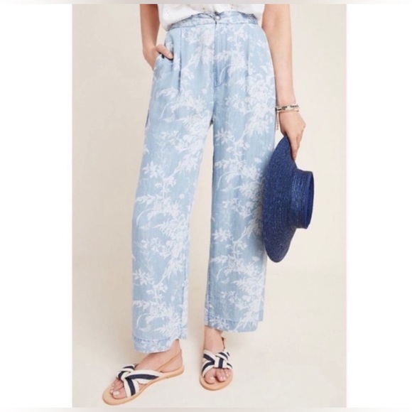 Anthropologie Pants - Blue and White flowy pants